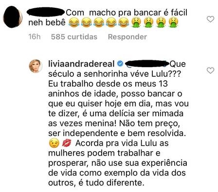 Print Instagram Lívia Andrade Namorando empresário famoso, Lívia Andrade rebate críticas sobre ser ''bancada'': ''Delícia ser mimada'' - Foto: Reprodução/Instagram
