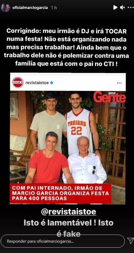 Após polêmica de festa para 400 pessoas, Marcio Garcia defende irmão: ''Meu irmão não organiza nada'' - Foto: Reprodução/Instagram