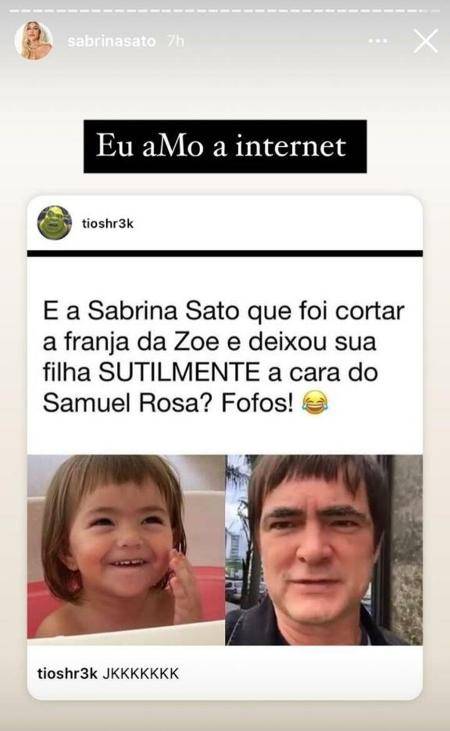 Duda Nagle pede para Sabrina Sato não cortar mais o cabelo de Zoe, entenda o motivo - Foto: Reprodução/Instagram@sabrinasato