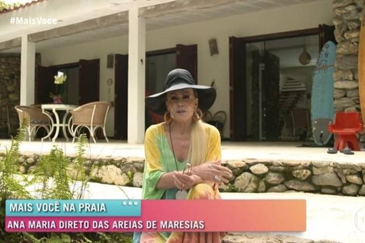 Ao vivo, Ana Maria Braga mostra ''casa ultra simples'' em Maresias e vira alvo de piada na Internet, entenda - Foto: Reprodução/Rede Globo
