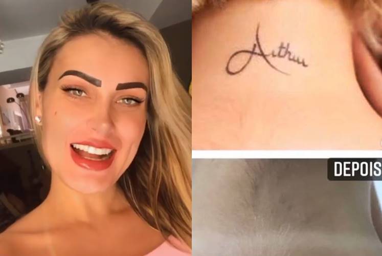 Andressa Urach revela que está fazendo sessões para remover tatuagens e mostra resultado: ''Não ficou nem cicatriz'' - Foto: Reprodução/Instagram/Montagem Área VIP