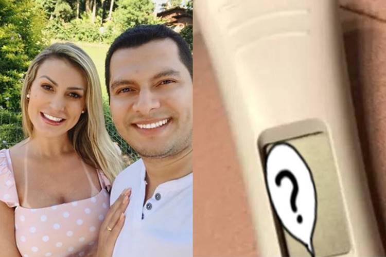 Andressa Urach e marido Nas redes sociais, Andressa Urach surge com teste de gravidez - Foto: Reprodução/Instagram/Montagem Área VIP