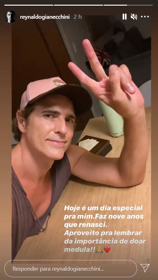 Após ser diagnosticado com câncer em 2011, Reynaldo Gianecchini celebra: ''V de vitória'' - Foto: Reprodução/Instagram