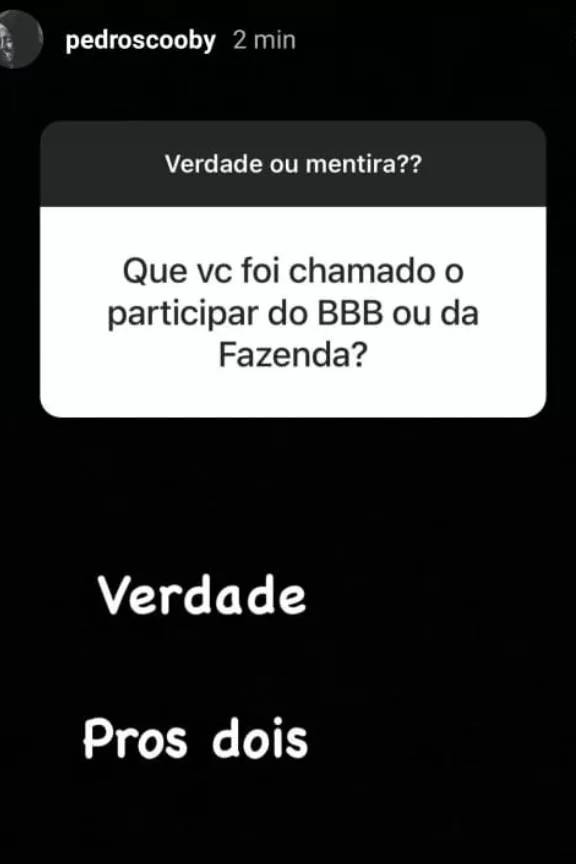Print Instagram Pedro Scooby Pedro Scooby revela convite para participar do ''BBB'' - Foto: Reprodução/Instagram