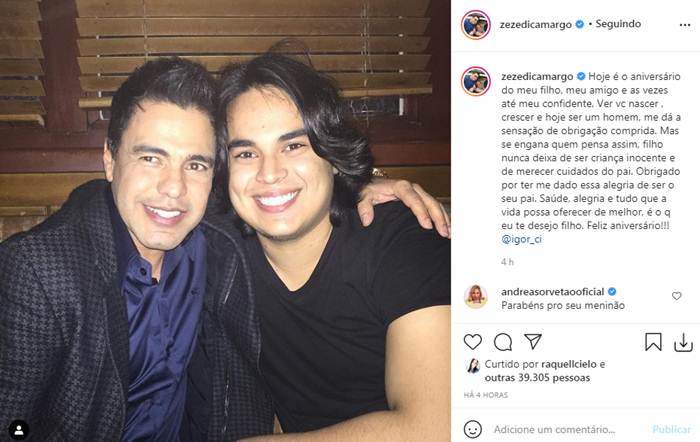 Zezé Di Camargo e o filho - print Instagram