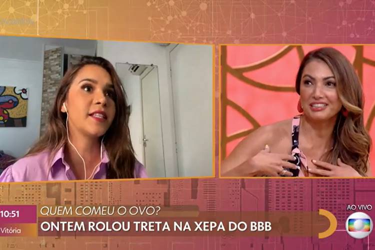 Gizelly Bicalho e Patrícia Poeta/ Reprodução Globo