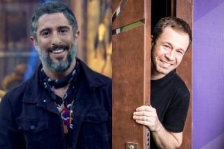 BBB 21: Marcos Mion elogia Tiago Leifert, que agradece - "Tamo junto" - Foto: Reprodução/ Record e Rede Globo/ Montagem Área VIP