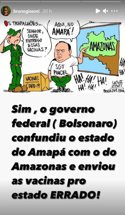Após Brasil atingir marca de 250 mil mortos, Bruno Gissoni se revolta com falta de vacina: ''E a corrupção impune'' - Foto: Reprodução/ Instagram