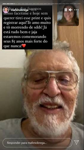 Filha de Carlos Alberto de Nóbrega lamenta distância do pai, diagnosticado com Covid-19: ''Morrendo de saudade'' - Foto: Reprodução/ Instagram