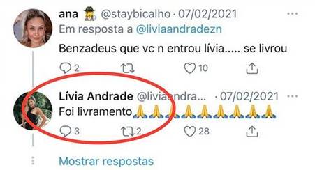 BBB 21: Lívia Andrade comenta sobre não ter ido para o reality - "Livramento" - Foto: Reprodução/ Twitter
