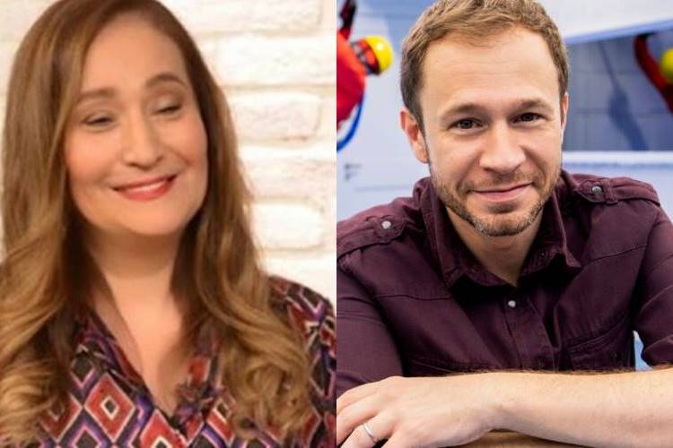 Em momento inusitado, Sonia Abrão posa com Tiago Leifert em loja, confira! - Foto: Reprodução/ RedeTV e Rede Globo/ Montagem Área VIP