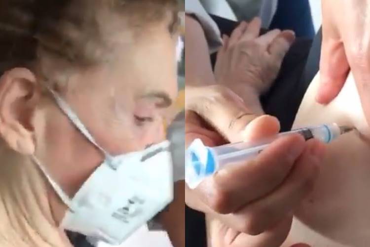 Vacina Cecília Abrão, mãe da apresentadora Sonia Abrão, é vacinada contra Covid-19- Foto: Reprodução/ Instagram/ Montagem Área VIP