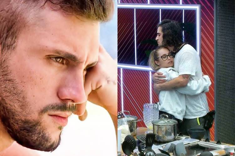 Arthur, Carla Diaz e Fiuk BBB21: Arthur demonstra ciúmes de Carla Diaz com Fiuk - ''Abraçou ele e deu beijinho na cabeça'' - Foto: Reprodução/ Rede Globo/ Montagem Área VIP