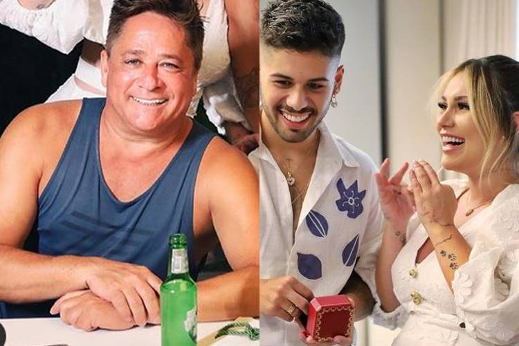 Leonardo, Zé Felipe e Virgínia Fonseca Cantor Leonardo rouba a cena ao surgir de maneira inusitada no casamento do filho, Zé Felipe - Foto: Reprodução/ Instagram/ Montagem Área VIP