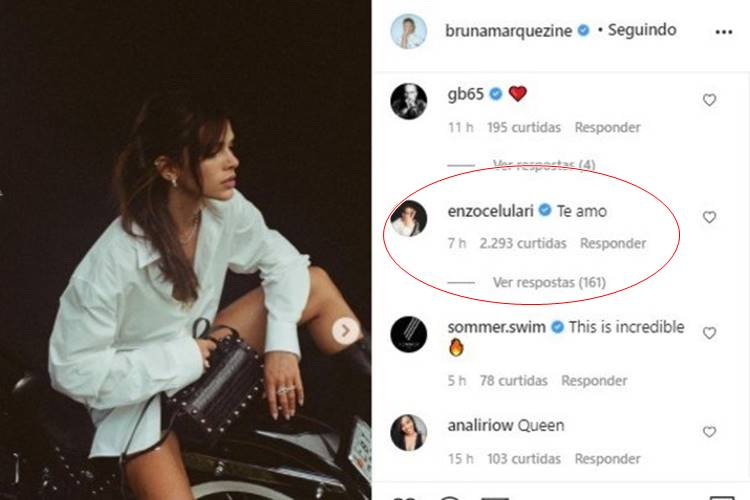 É real! Enzo Celulari se declara para Bruna Marquezine: ''Te amo'' - Foto: Reprodução/ Instagram