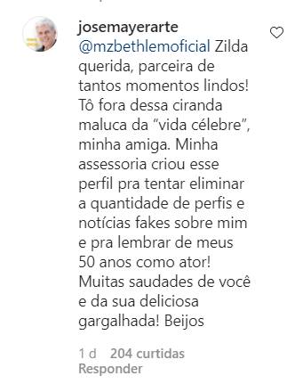 Print Instagram José Mayer José Mayer revela que cansou da fama: ''Tô fora dessa ciranda maluca dessa 'vida célebre''' - Foto: Reprodução/ Instagram