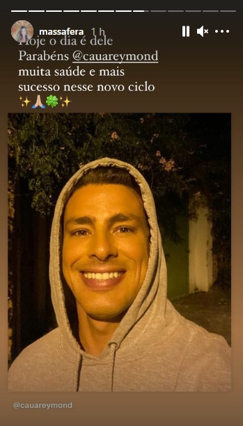 foto parabenizando Cauã Reymond foto reprodução Stories de Grazi Massafera foto parabenizando Cauã Reymond foto reprodução Stories de Grazi Massafera