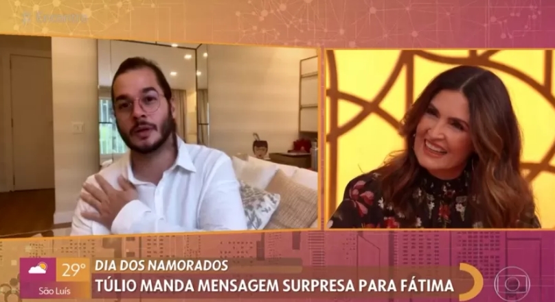 Tulio Gadelha e Fatima Bernardes foto reprodução Rede Globo Tulio Gadelha e Fatima Bernardes foto reprodução Rede Globo