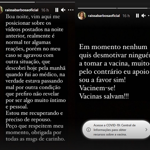 Stories Raissa Barbosa Instagram 