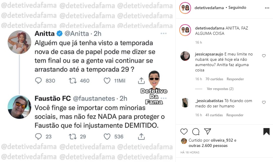 Publicação IG @detetivedafama (Foto: Reprodução/ Instagram)