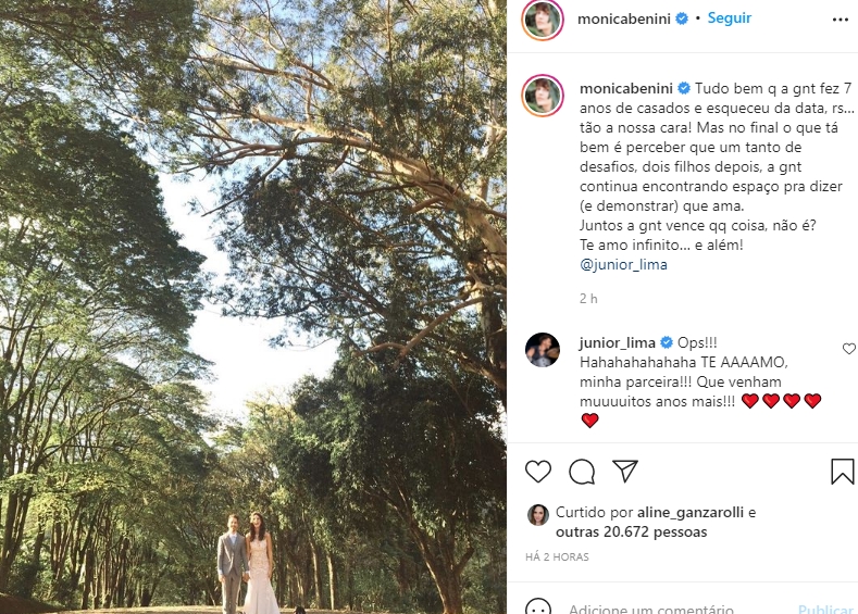 Monica Benini e Junior Lima reprodução instagram Monica Benini e Junior Lima reprodução instagram