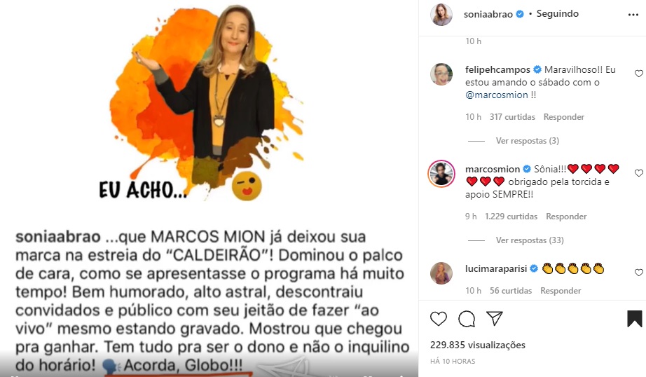 Sonia Abrão e Marcos Mion (Foto Reprodução Instagram)