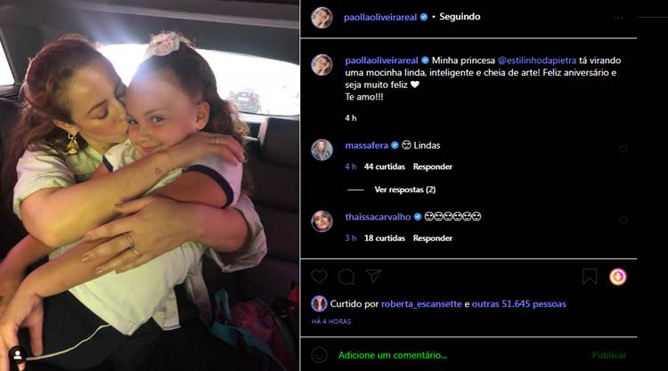 Paolla Oliveira e afilhada - print Instagram