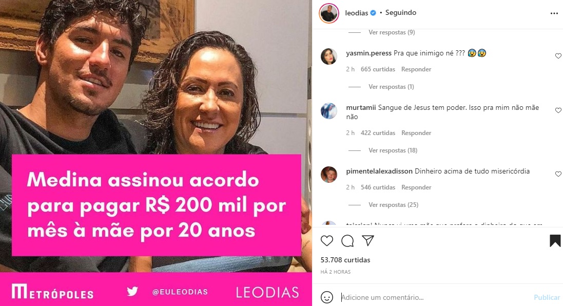 Publicação sobre Gabriel Medina (Foto: Reprodução Instagram)