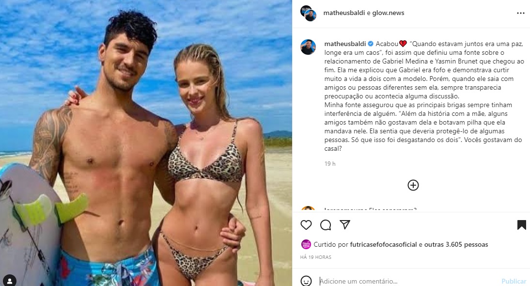 Gabriel Medina e Yasmin Brunet (Foto: Reprodução Instagram)