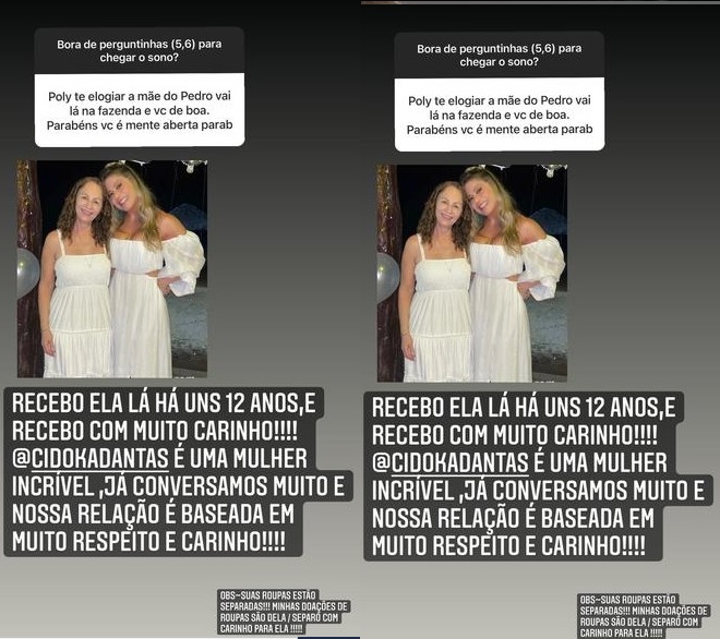 Poliana Rocha e Maria Aparecida, a ex-mulher do cantor Leonardo e mãe de Pedro Leonardo