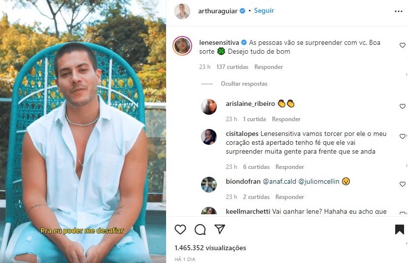 Publicação de Arthur Aguiar (Foto: Reprodução Instagram)