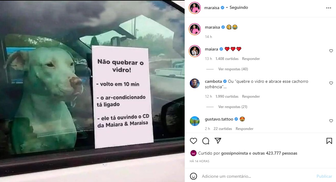 Publicação de Maraisa, irmã de Maiara (Foto: Reprodução Instagram)