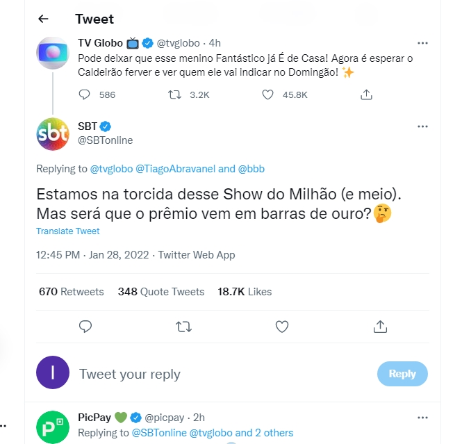 Twitter/  Rede Globo