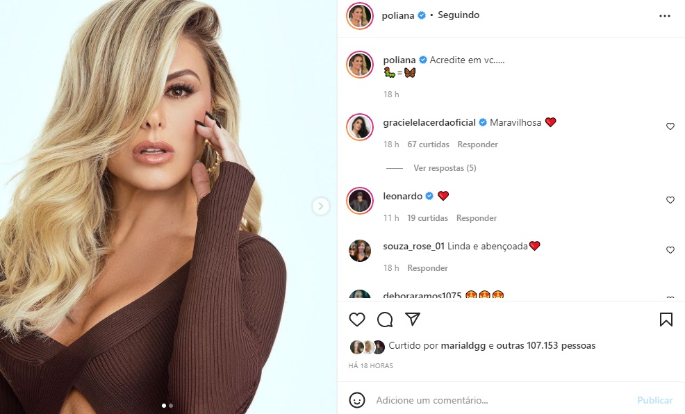 Postagem Poliana Rocha - Reprodução Instagram Postagem Poliana Rocha - Reprodução Instagram