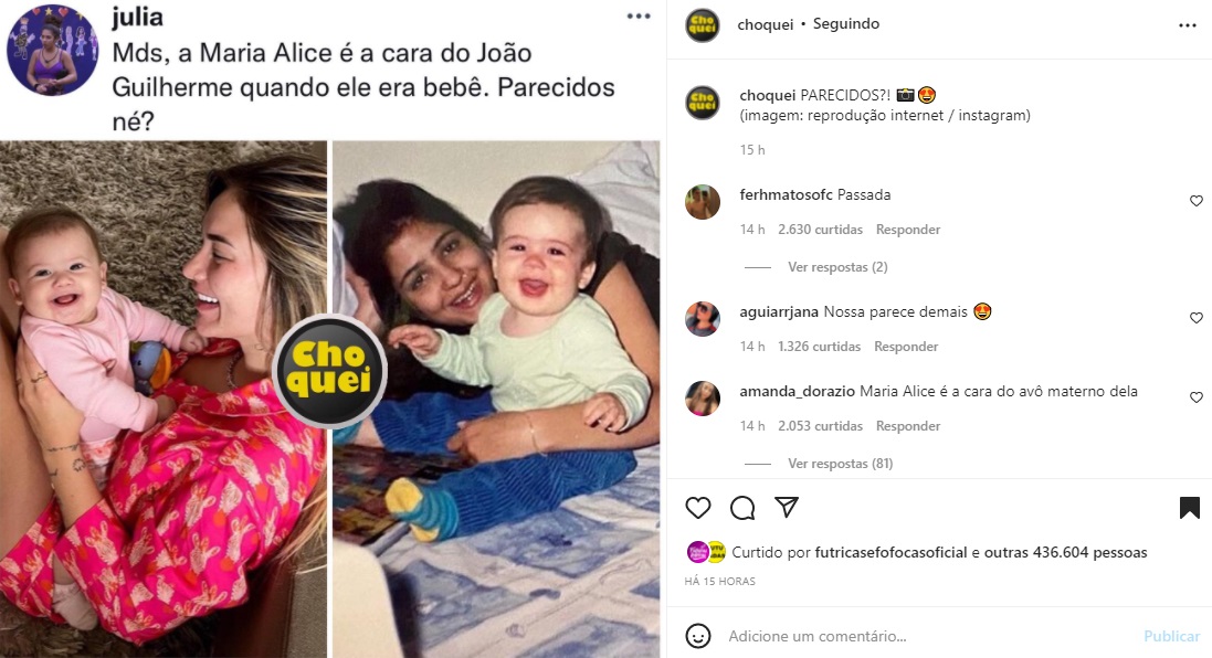 Publicação sobre João Guilherme e Maria Alice (Foto: Reprodução Instagram)