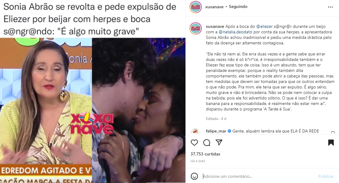 Publicação sobre Sonia Abrão (Foto: Reprodução Instagram)