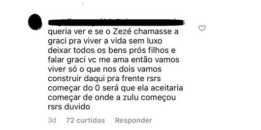 Zilu Camargo rebate comentário de seguidora: 'Você também usa