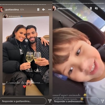 Andressa Suita e Gusttavo Lima reprodução Stories Instagram