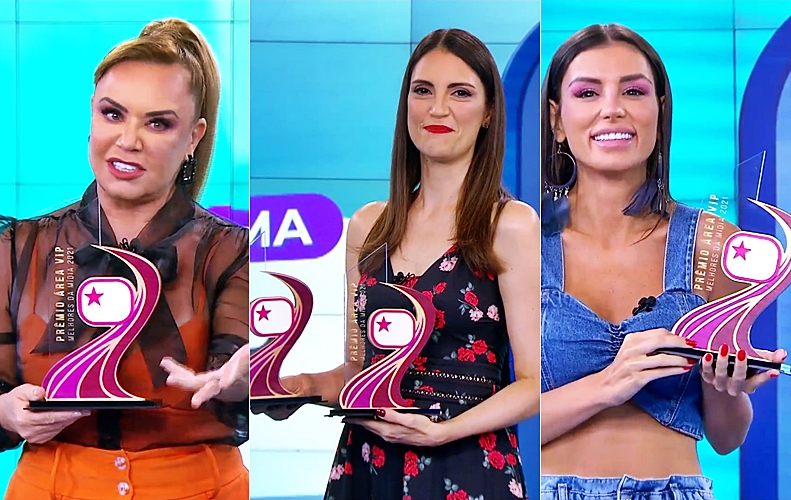 Apresentadores do Fofocalizando recebem troféus do Prêmio Área VIP
