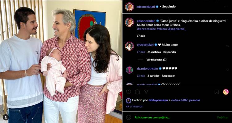 Edson Celulari e os filhos - print Instagram