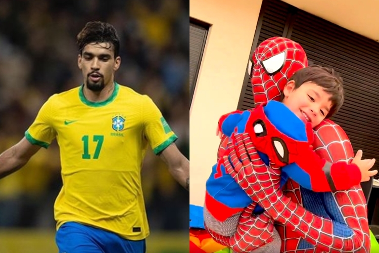 Lucas Paquetá com o filho Benício