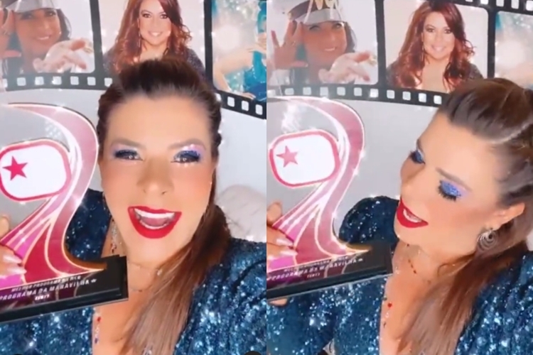 Mara Maravilha Mara Maravilha recebe Troféu Área VIP (Foto: Reprodução/Instagram)