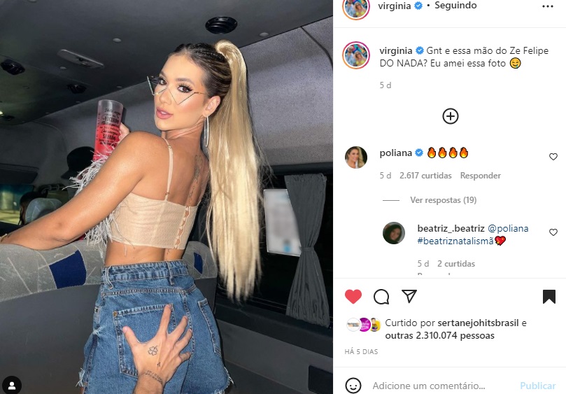 Publicação de Virginia Fonseca com comentário de Poliana Rocha (Foto: Reprodução Instagram) Publicação de Virginia Fonseca com comentário de Poliana Rocha (Foto: Reprodução Instagram)