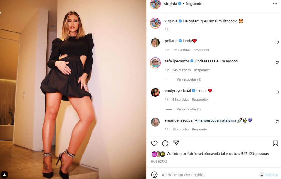 Publicação Virginia Fonseca, com o comentário de Poliana Rocha (Foto: Reprodução Instagram)