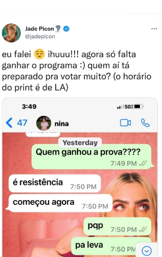 Jade Picon reprodução Twitter