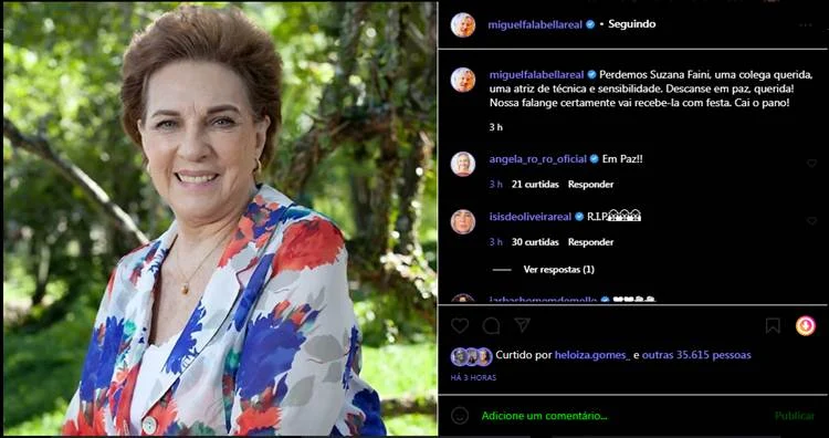 Suzana Faini - Miguel Falabella - print Instagram