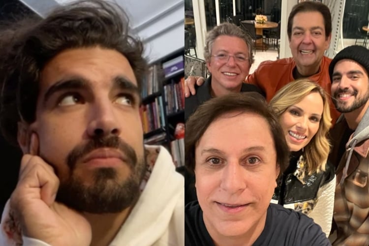 Caio Castro com Faustão, Boninho, Ana e Tom - Instagram 
