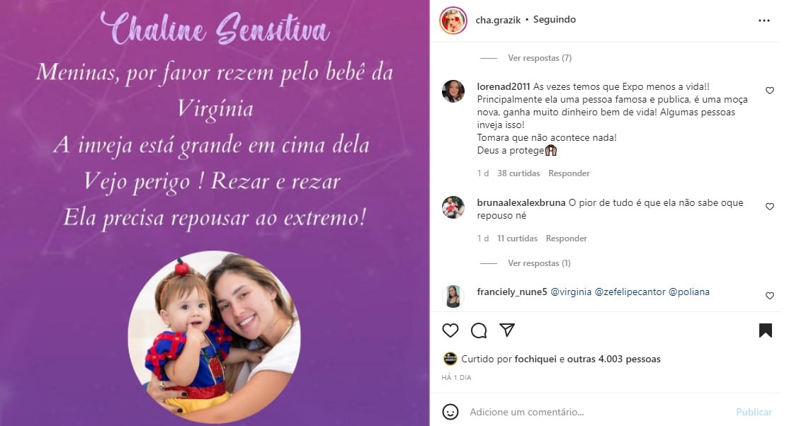 Publicação sobre Virginia Fonseca (Foto: Reprodução Instagram)