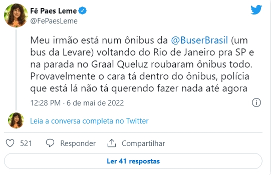 Twitter/ Fernanda Paes Leme
