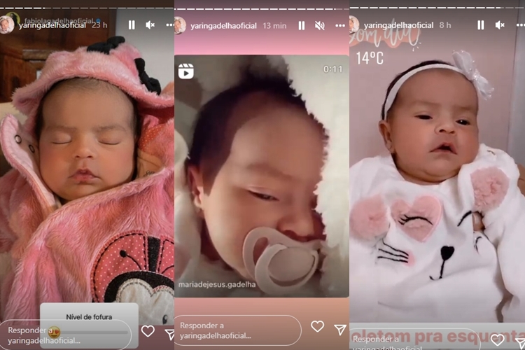 Yarin, filha de Fabiola Gadelha reprodução Instagram montagem Area Vip Yarin, filha de Fabiola Gadelha reprodução Instagram montagem Area Vip